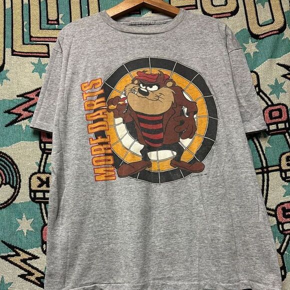 Vintage 1989 Taz‎ Looney Tunes "More Darts" Single Stitched Shirt - Picture 2 of 6